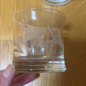 Elegant Scottish Thistle Clear Glass Tumblers set of 6